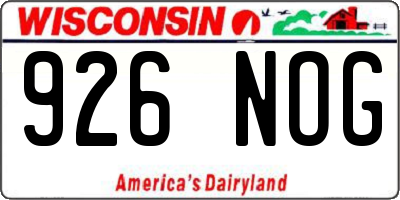 WI license plate 926NOG