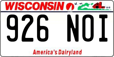 WI license plate 926NOI