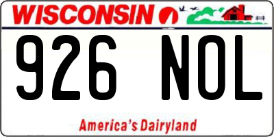 WI license plate 926NOL