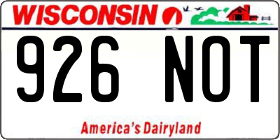 WI license plate 926NOT