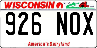 WI license plate 926NOX