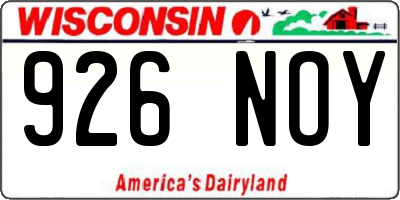 WI license plate 926NOY