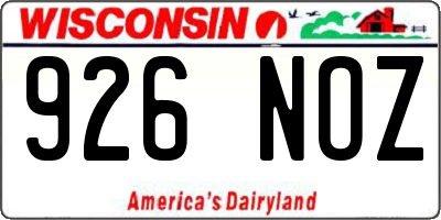 WI license plate 926NOZ