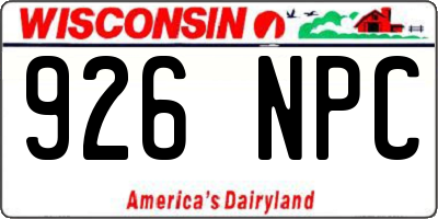 WI license plate 926NPC
