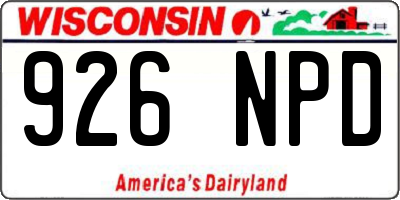 WI license plate 926NPD