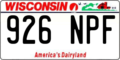 WI license plate 926NPF