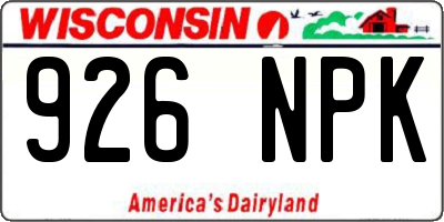 WI license plate 926NPK