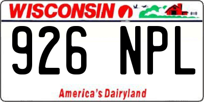 WI license plate 926NPL