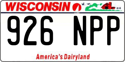 WI license plate 926NPP