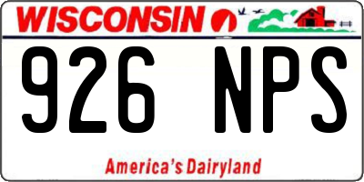 WI license plate 926NPS