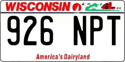 WI license plate 926NPT