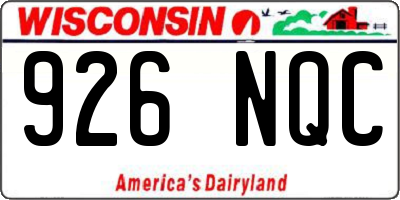 WI license plate 926NQC