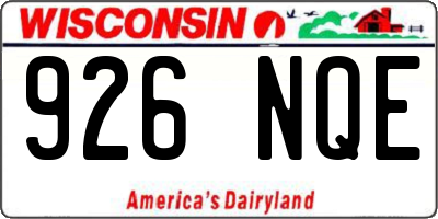 WI license plate 926NQE