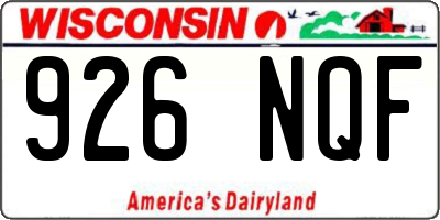 WI license plate 926NQF