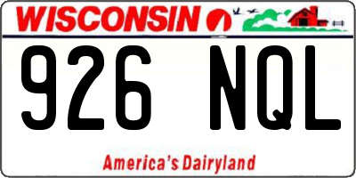 WI license plate 926NQL
