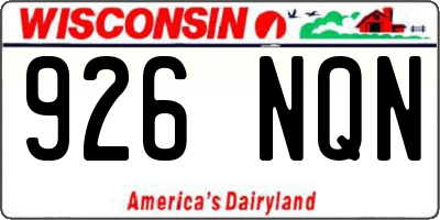 WI license plate 926NQN