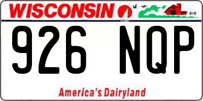 WI license plate 926NQP