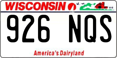 WI license plate 926NQS