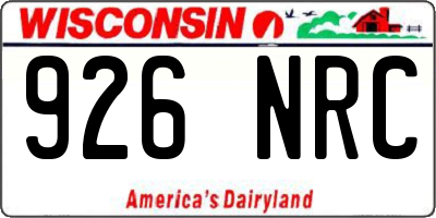 WI license plate 926NRC