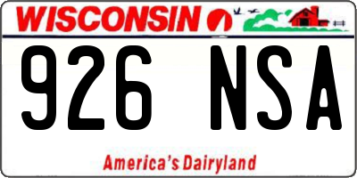 WI license plate 926NSA