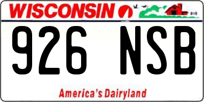 WI license plate 926NSB