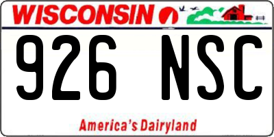 WI license plate 926NSC