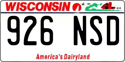WI license plate 926NSD