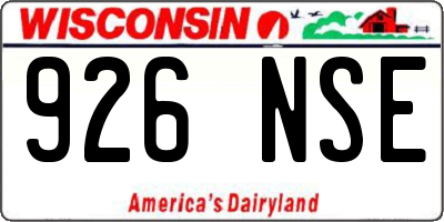 WI license plate 926NSE