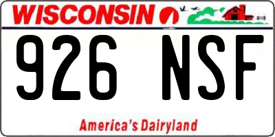 WI license plate 926NSF