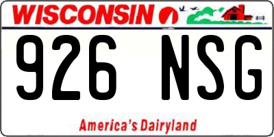 WI license plate 926NSG