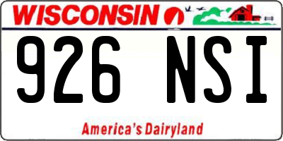 WI license plate 926NSI