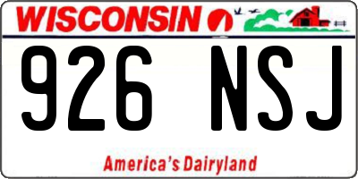 WI license plate 926NSJ