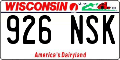WI license plate 926NSK