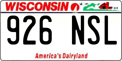 WI license plate 926NSL