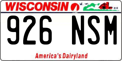 WI license plate 926NSM