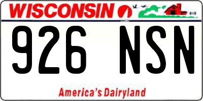 WI license plate 926NSN