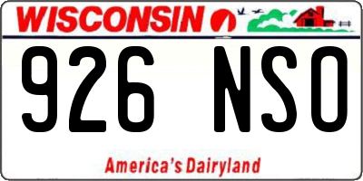 WI license plate 926NSO