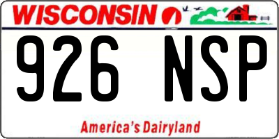 WI license plate 926NSP