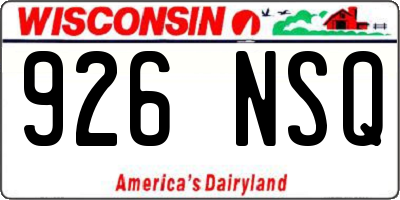 WI license plate 926NSQ