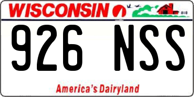 WI license plate 926NSS