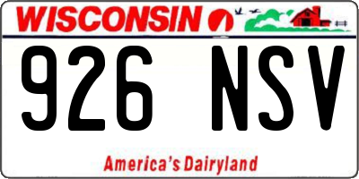 WI license plate 926NSV