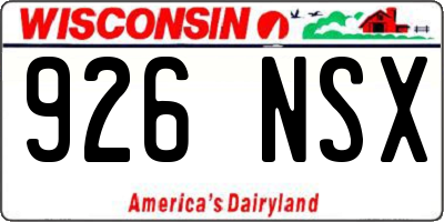 WI license plate 926NSX