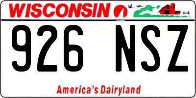 WI license plate 926NSZ