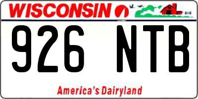 WI license plate 926NTB