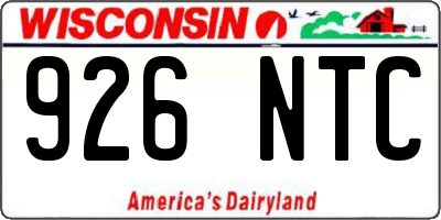 WI license plate 926NTC