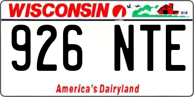 WI license plate 926NTE