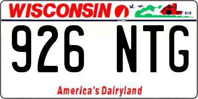 WI license plate 926NTG