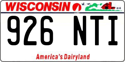 WI license plate 926NTI