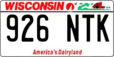 WI license plate 926NTK