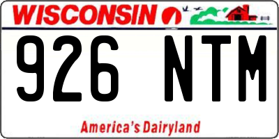 WI license plate 926NTM